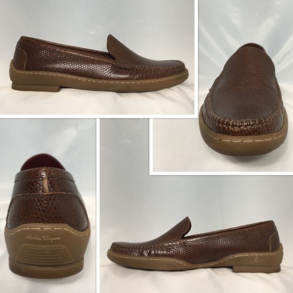 Ferragamo Boutique - Cognac Lizard Pattern Loafers - Picture 4 of 5